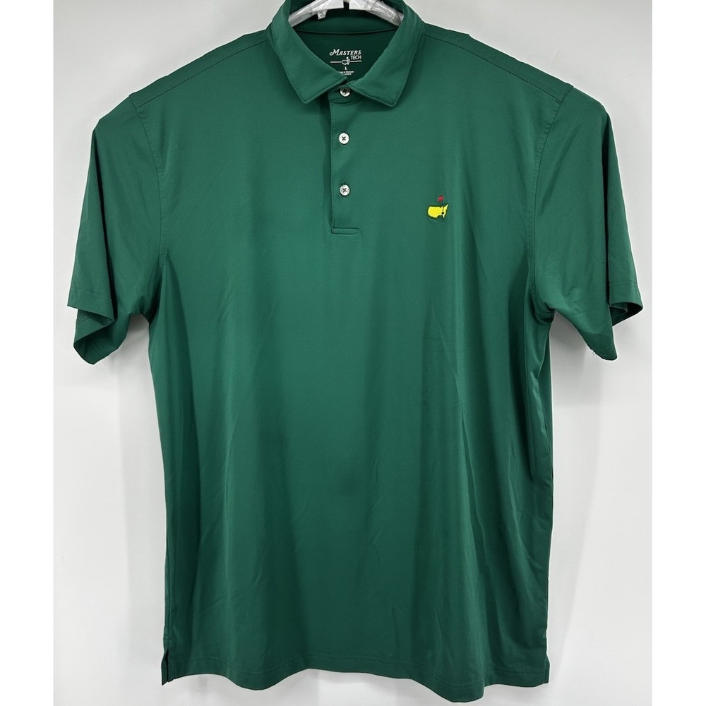 Masters Tech Short Sleeve Golf Polo Shirt Poly Blend Green Men's Size Large